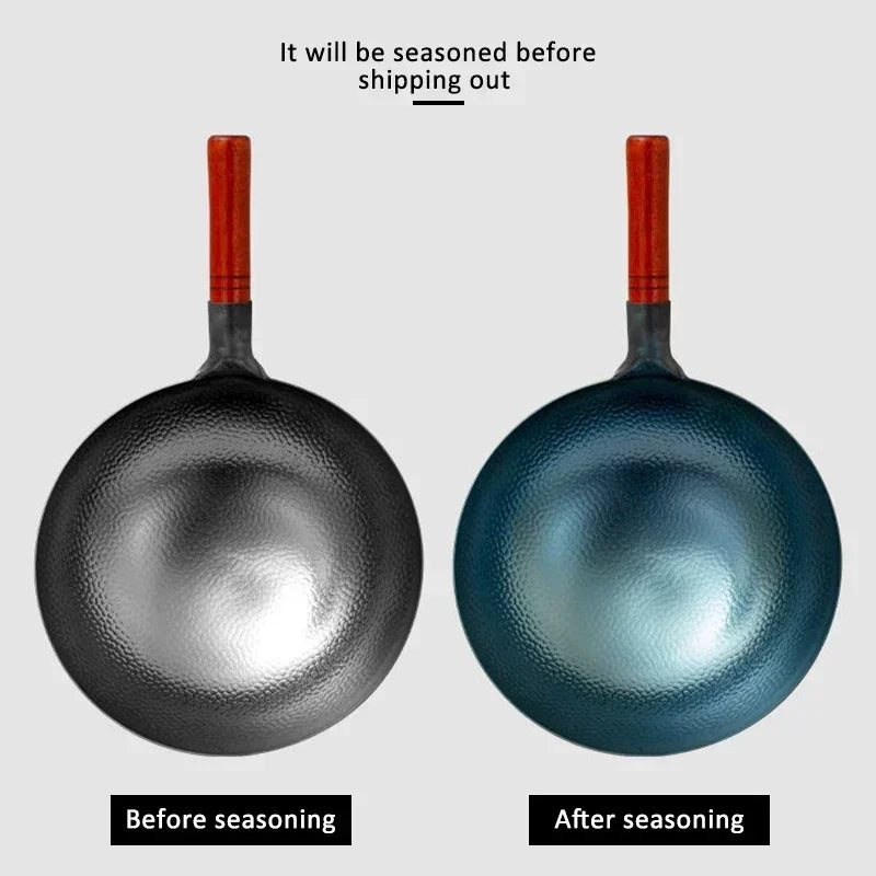 Experience Authentic Chinese Cooking with Our Handmade Cast Iron Wok - Perfect for Stir-Frying and Sautéing